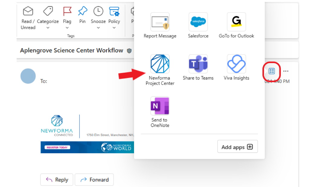Newforma Project Center interface